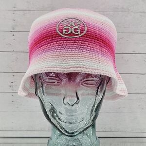 G/FORE Bucket Hat Pink Ombre Crochet Knit Golf Hat Logo Barbiecore Gift Vacation